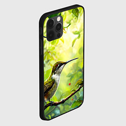 Чехол для iPhone 12 Pro Max Колибри в цветах, цвет: 3D-черный — фото 2