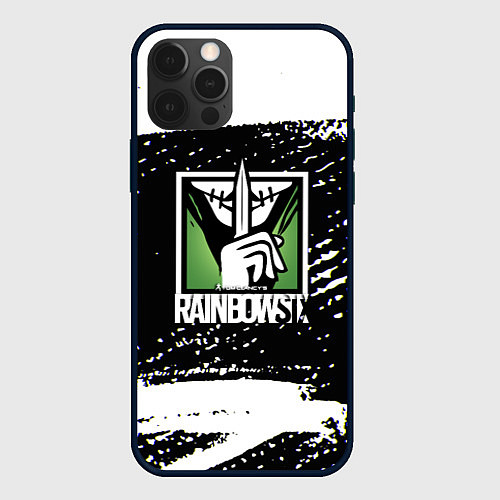 Чехол iPhone 12 Pro Max Rainbow six краски штрихи / 3D-Черный – фото 1