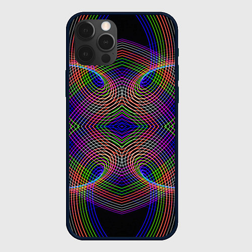 Чехол iPhone 12 Pro Max Оптические волны текстура / 3D-Черный – фото 1