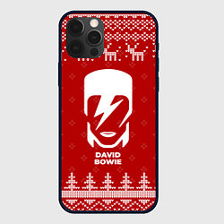 Чехол для iPhone 12 Pro Max Новогодний David Bowie с оленями, цвет: 3D-черный