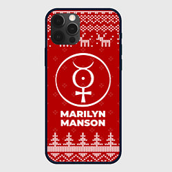 Чехол для iPhone 12 Pro Max Новогодний Marilyn Manson с оленями, цвет: 3D-черный