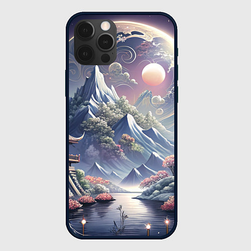 Чехол iPhone 12 Pro Max Япония - природа / 3D-Черный – фото 1