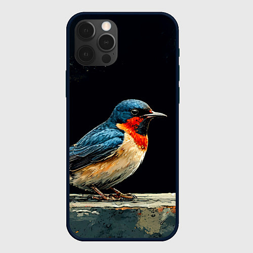 Чехол iPhone 12 Pro Max Ласточка / 3D-Черный – фото 1