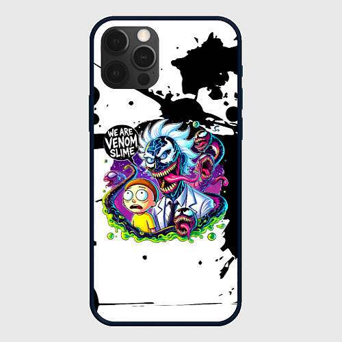 Чехол iPhone 12 Pro Max Venom-Rick and Morty - blots / 3D-Черный – фото 1