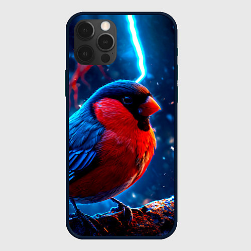 Чехол iPhone 12 Pro Max Снигирь и молнии / 3D-Черный – фото 1