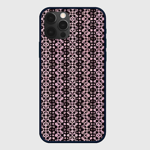 Чехол iPhone 12 Pro Max Тёмный пыльно-розовый паттерн с узором / 3D-Черный – фото 1