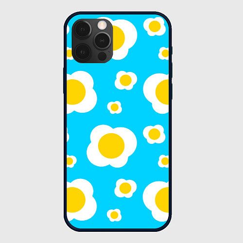Чехол iPhone 12 Pro Max Яичница голубая / 3D-Черный – фото 1