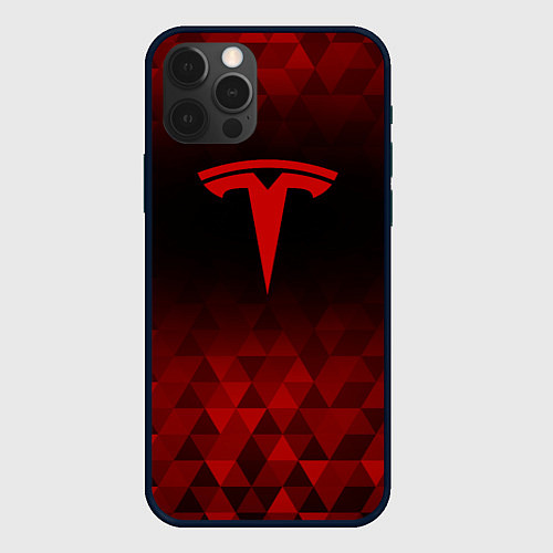 Чехол iPhone 12 Pro Max Tesla red poly / 3D-Черный – фото 1