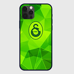 Чехол для iPhone 12 Pro Max Galatasaray green poly, цвет: 3D-черный