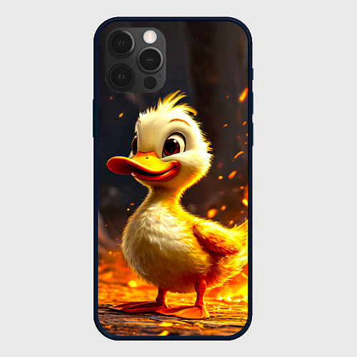 Чехол iPhone 12 Pro Max Утенок в огне / 3D-Черный – фото 1