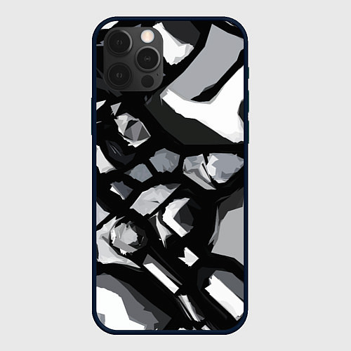 Чехол iPhone 12 Pro Max Чёрно-серая абстракция / 3D-Черный – фото 1