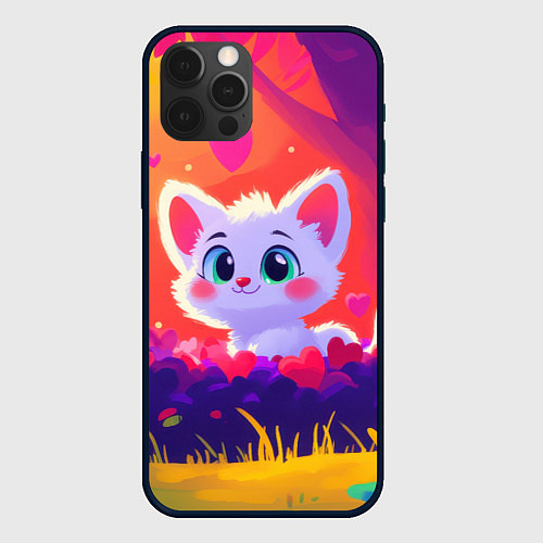 Чехол iPhone 12 Pro Max Влюбленный милый песец / 3D-Черный – фото 1