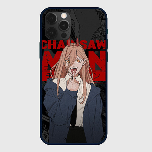 Чехол iPhone 12 Pro Max Chainsaw man - Power fuck / 3D-Черный – фото 1