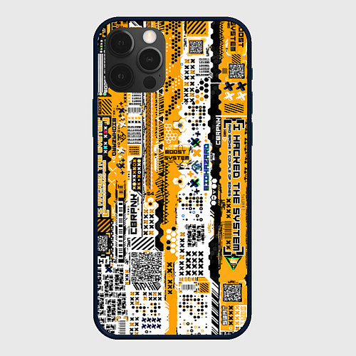 Чехол iPhone 12 Pro Max Cyberpunk pattern yellow / 3D-Черный – фото 1