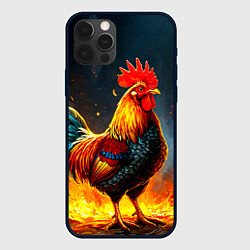 Чехол для iPhone 12 Pro Max Петух в огне, цвет: 3D-черный