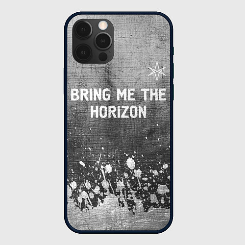 Чехол iPhone 12 Pro Max Bring Me the Horizon - grey gradient посередине / 3D-Черный – фото 1