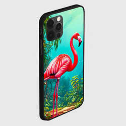 Чехол для iPhone 12 Pro Max Фламинго в джунглях, цвет: 3D-черный — фото 2