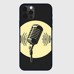 Чехол iPhone 12 Pro Max Микрофон на черном фоне