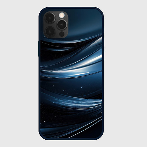 Чехол iPhone 12 Pro Max Геометрическая синяя текстура / 3D-Черный – фото 1