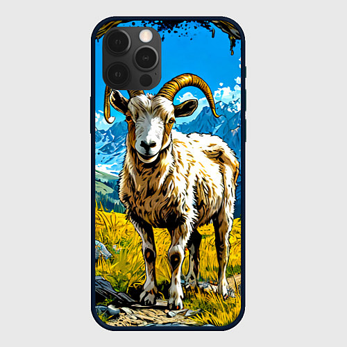Чехол iPhone 12 Pro Max Горный козел / 3D-Черный – фото 1