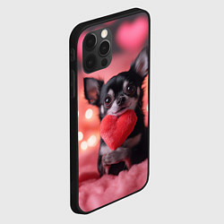 Чехол для iPhone 12 Pro Max Чихуахуа с сердечком, цвет: 3D-черный — фото 2