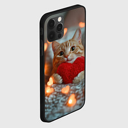 Чехол для iPhone 12 Pro Max Рыжий кот держит сердечко, цвет: 3D-черный — фото 2