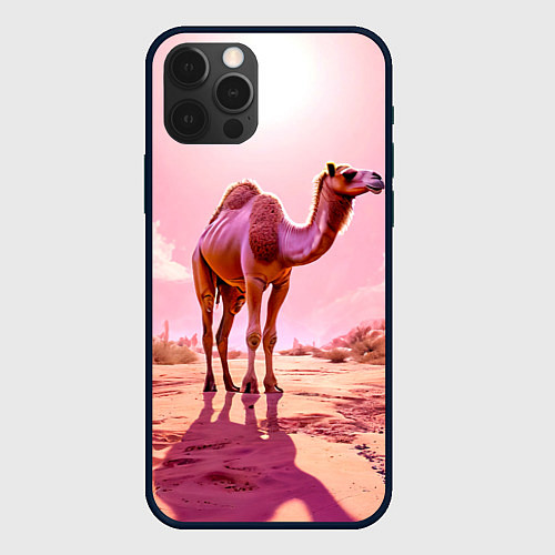 Чехол iPhone 12 Pro Max Верблюд в розовой пустыне / 3D-Черный – фото 1