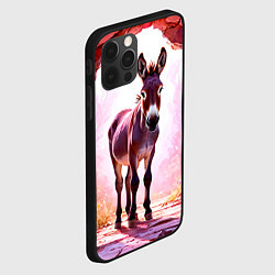 Чехол для iPhone 12 Pro Max Осел в розовом свете, цвет: 3D-черный — фото 2