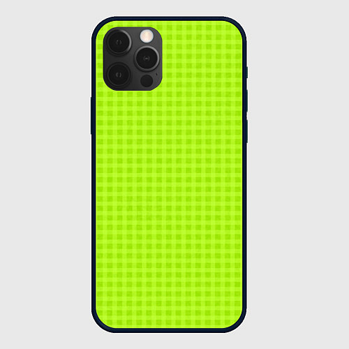 Чехол iPhone 12 Pro Max Кислотный зелёный паттерн клетка / 3D-Черный – фото 1