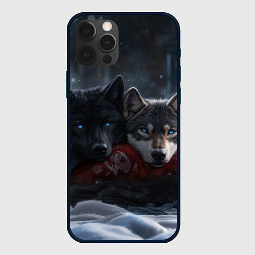 Чехол iPhone 12 Pro Max Love wolfs / 3D-Черный – фото 1