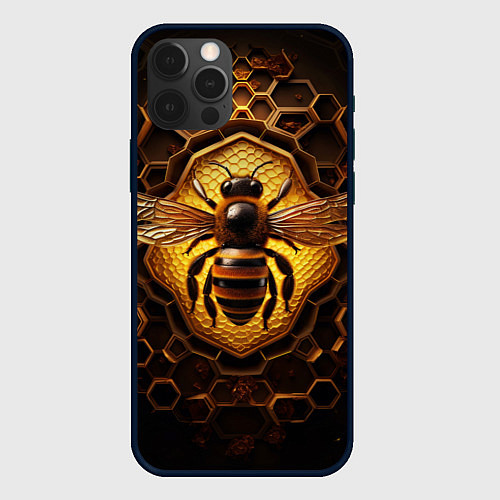 Чехол iPhone 12 Pro Max Золотая пчела / 3D-Черный – фото 1