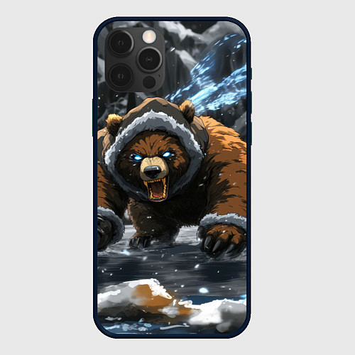 Чехол iPhone 12 Pro Max Злой русский медведь / 3D-Черный – фото 1