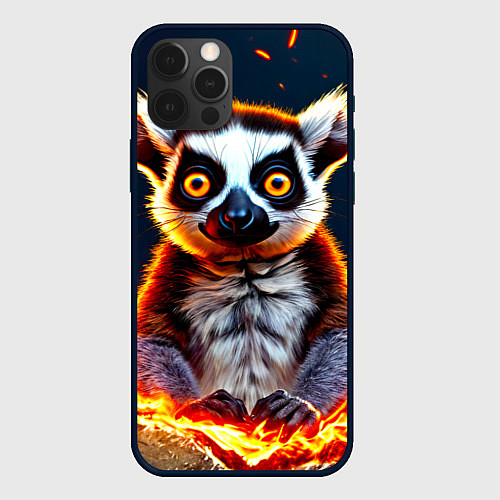 Чехол iPhone 12 Pro Max Лемур в огне / 3D-Черный – фото 1