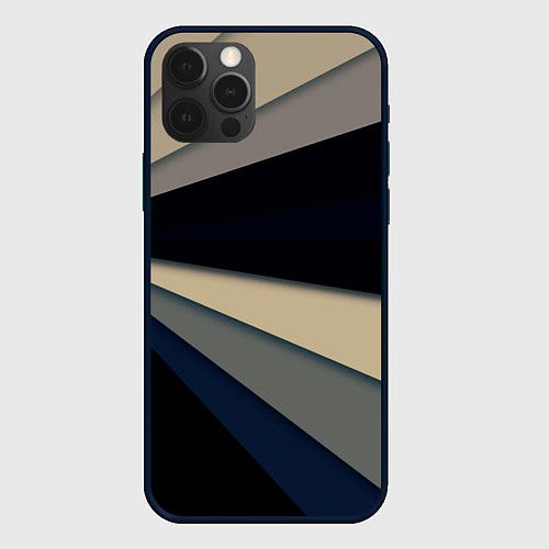 Чехол iPhone 12 Pro Max Фрактальные линии - темный / 3D-Черный – фото 1