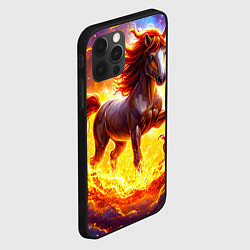 Чехол для iPhone 12 Pro Max Лошадь в огне, цвет: 3D-черный — фото 2