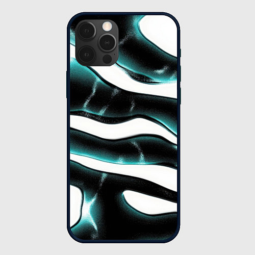 Чехол iPhone 12 Pro Max Абстрактный черно-зеленый камуфляж / 3D-Черный – фото 1