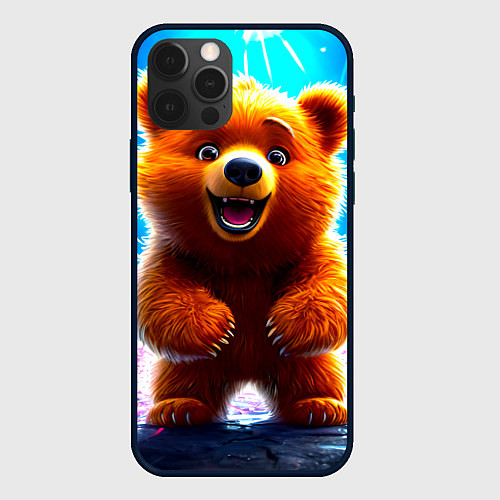 Чехол iPhone 12 Pro Max Медвеженок в ярких лучах / 3D-Черный – фото 1