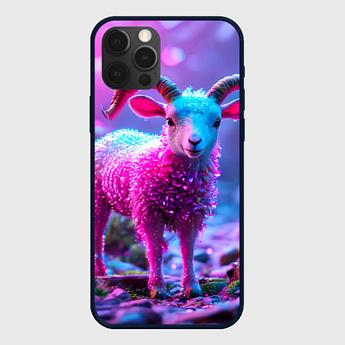 Чехол iPhone 12 Pro Max Козлик в розовом / 3D-Черный – фото 1