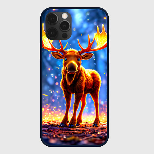 Чехол iPhone 12 Pro Max Лосенок в лесу / 3D-Черный – фото 1