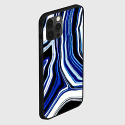 Чехол для iPhone 12 Pro Max Чёрно-синие абстрактные линии на белом фоне, цвет: 3D-черный — фото 2