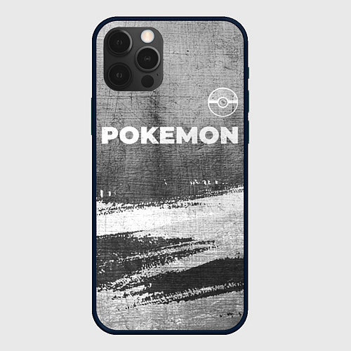 Чехол iPhone 12 Pro Max Pokemon - grey gradient посередине / 3D-Черный – фото 1