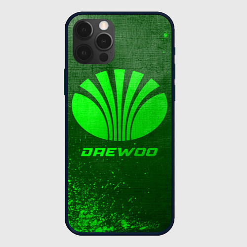 Чехол iPhone 12 Pro Max Daewoo - green gradient / 3D-Черный – фото 1