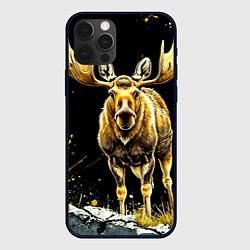 Чехол iPhone 12 Pro Max Лось на черном