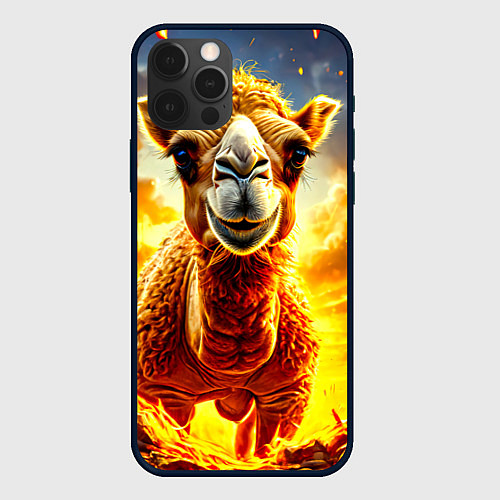 Чехол iPhone 12 Pro Max Верблюд в огне / 3D-Черный – фото 1