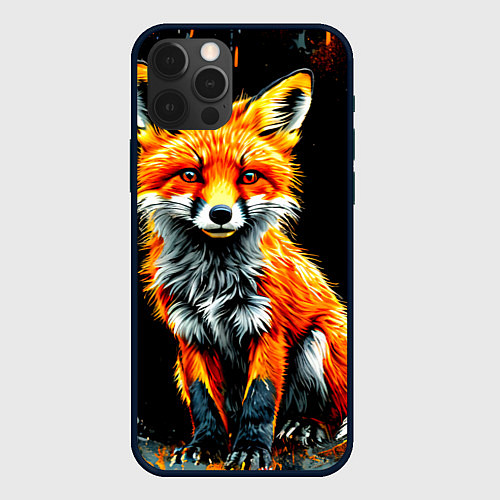 Чехол iPhone 12 Pro Max Лиса на черном / 3D-Черный – фото 1