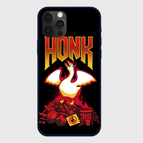 Чехол iPhone 12 Pro Max Goose - honk / 3D-Черный – фото 1