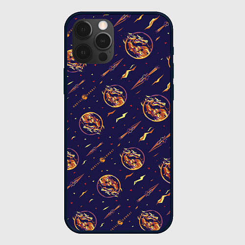 Чехол iPhone 12 Pro Max Mortal Kombat logo pattern / 3D-Черный – фото 1