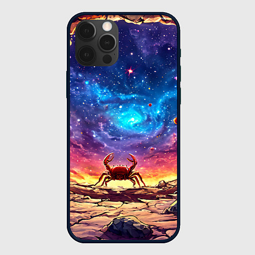 Чехол iPhone 12 Pro Max Краб смотрит в космос / 3D-Черный – фото 1