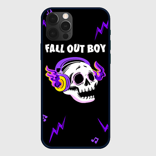 Чехол iPhone 12 Pro Max Fall Out Boy неоновый череп / 3D-Черный – фото 1