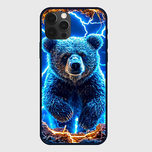 Чехол iPhone 12 Pro Max Медведь и молния / 3D-Черный – фото 1